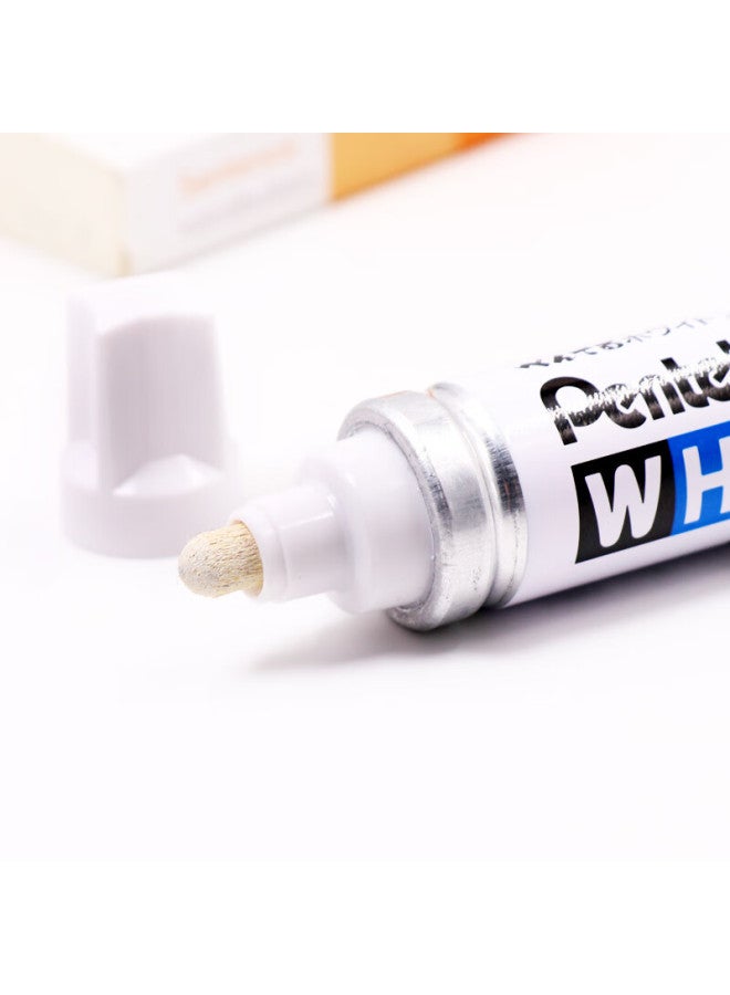 Pentel قلم طلاء بنتل 6.5 مم طرف سميك قلم طباشيري لتصحيح السيارات وإصلاح الخدوش، قلم دائري قائم على الزيت X100-W أبيض - Image 4