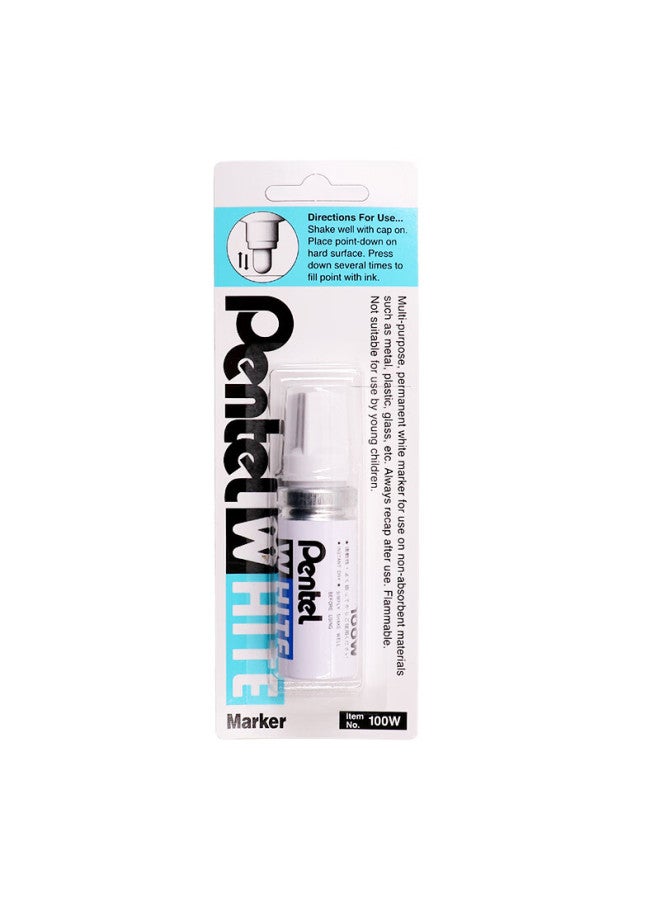Pentel قلم طلاء بنتل 6.5 مم طرف سميك قلم طباشيري لتصحيح السيارات وإصلاح الخدوش، قلم دائري قائم على الزيت X100-W أبيض - Image 3