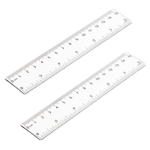 Pletpet 2 Pack 6 inch Clear Plastic Ruler Straight Shatterproof Transparent Rulers for Office Supply (Clear) - Image 1