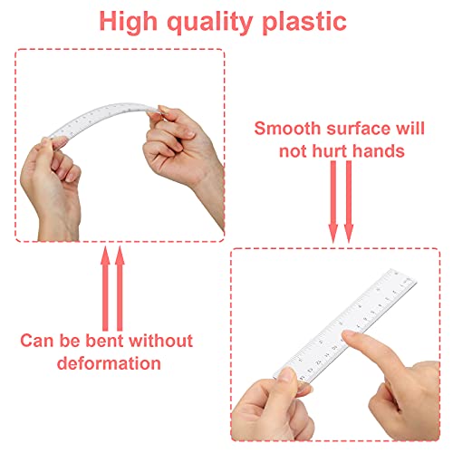 Pletpet 2 Pack 6 inch Clear Plastic Ruler Straight Shatterproof Transparent Rulers for Office Supply (Clear) - Image 4