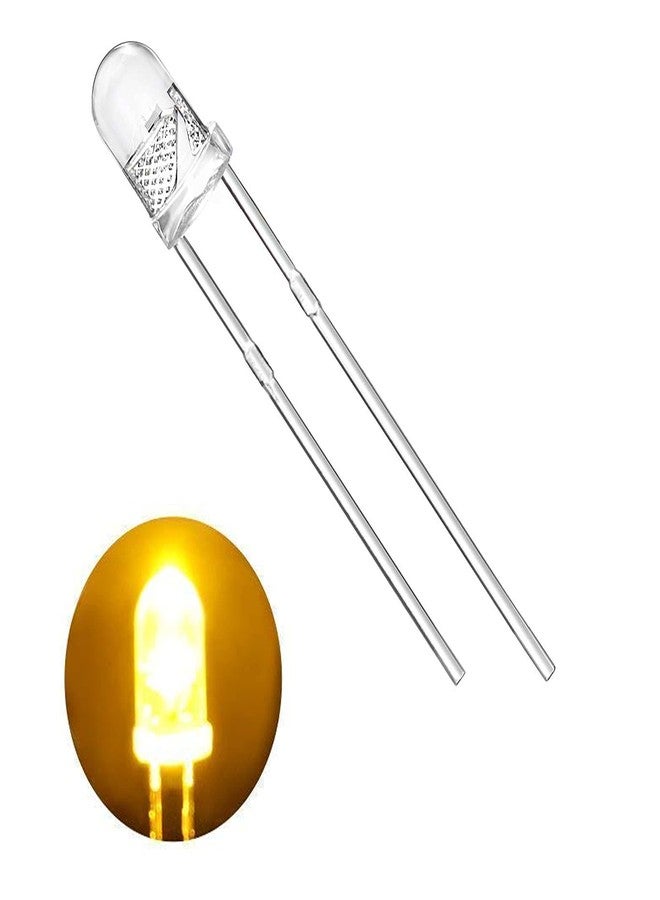 Wizzo (Pack of 100 Pieces Transparent Super Bright LED 5mm, 3V DC 2 Pin Light Emitting Diode, Multipurpose, For Science Projects DIY Hobby Kit (YELLOW)