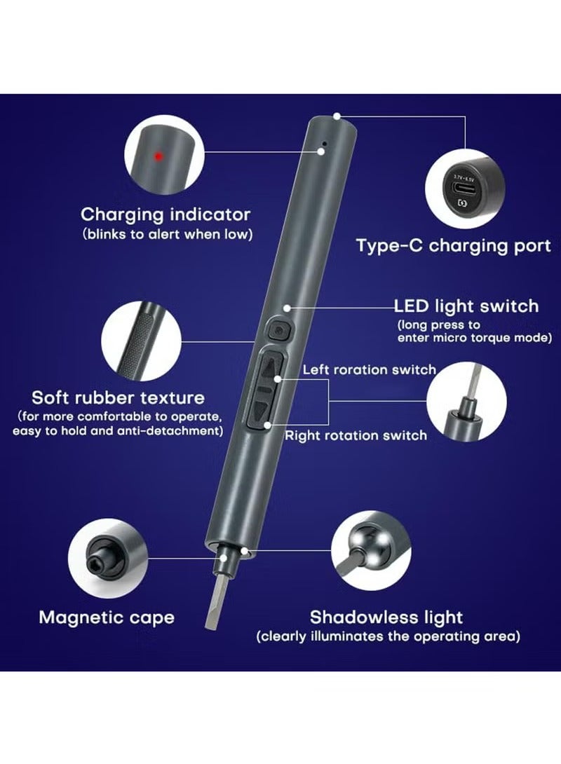 Beauenty Precision Electric Screwdriver Set 28 IN 1 Mini Electric Screwdriver Set Rechargeable Portable Power Screwdriver Repair Tool Kit With LED Lights For Watches Phone iPad Laptop Glasses Removal - Image 2