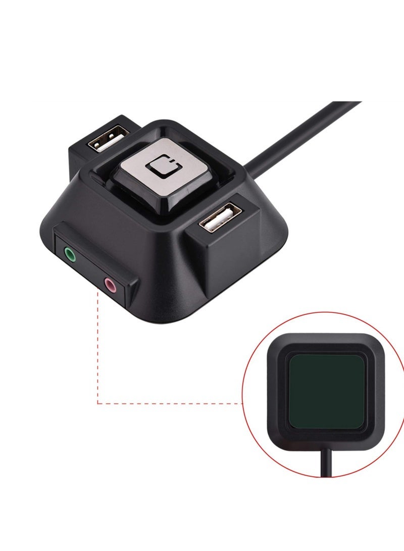 SYOSI Desktop Computer Power Switch Power Supply Cable, Dual USB Port Power Reset Button with Audio and Microphone Port Power Button Extension Cable 47.24inch Length for Desktop PC Case - Image 3