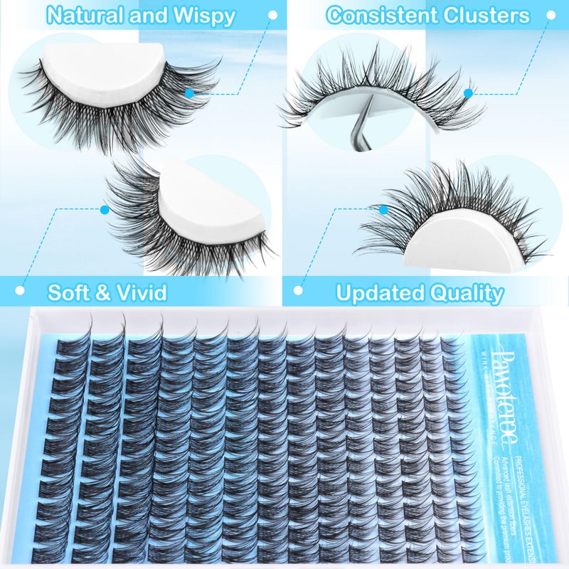 Pawotence Wispy Lash Clusters Natural Cluster Eyelash Extensions 154pcs Individual Lashes 8-16mm Cluster Lashes Extension DIY False Eyelashes Soft Comfortable Natural Eyelash Clusters with Thin Band - Image 3