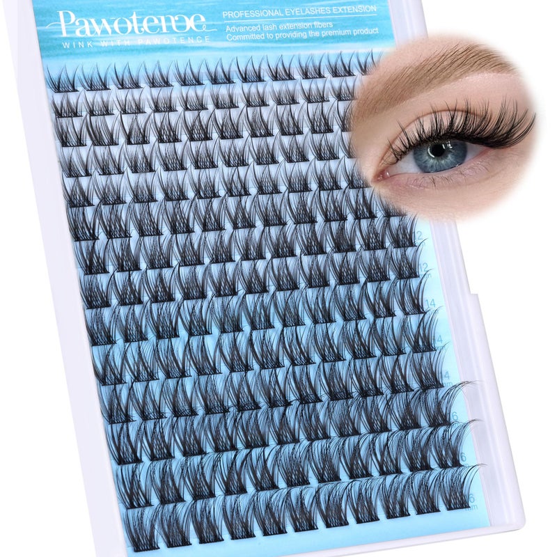 Pawotence Wispy Lash Clusters Natural Cluster Eyelash Extensions 154pcs Individual Lashes 8-16mm Cluster Lashes Extension DIY False Eyelashes Soft Comfortable Natural Eyelash Clusters with Thin Band - Image 1