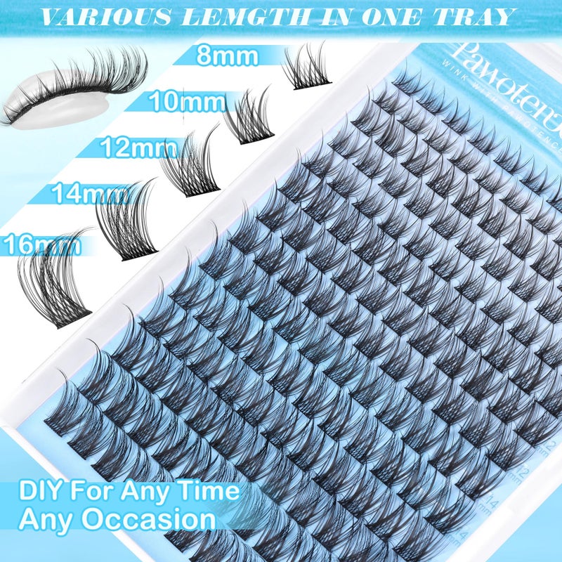 Pawotence Wispy Lash Clusters Natural Cluster Eyelash Extensions 154pcs Individual Lashes 8-16mm Cluster Lashes Extension DIY False Eyelashes Soft Comfortable Natural Eyelash Clusters with Thin Band - Image 5
