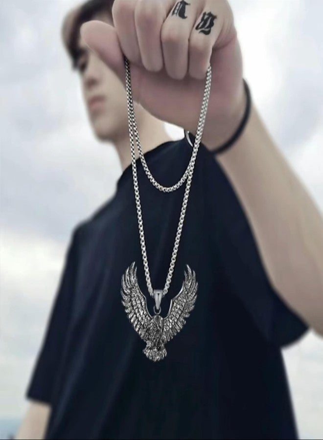 Untouched Fashionable Trandy Titanium Steel And Stainless Steel Necklace Men and Woman Personality street Hip-Hop Eagle pendant With Chain - Image 3