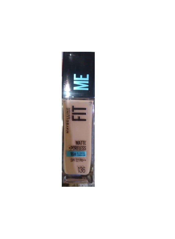 ميبيلين Fit Me Matte And Poreless Foundation 16h Oil Control With Spf 22 136