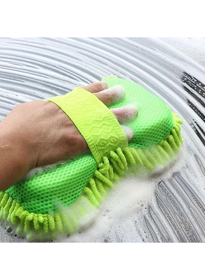 Green Chenille Microfiber Car Wash Mitt Ultra Absorbent Scratch Free Quick Dry Waffle Towel - Image 5