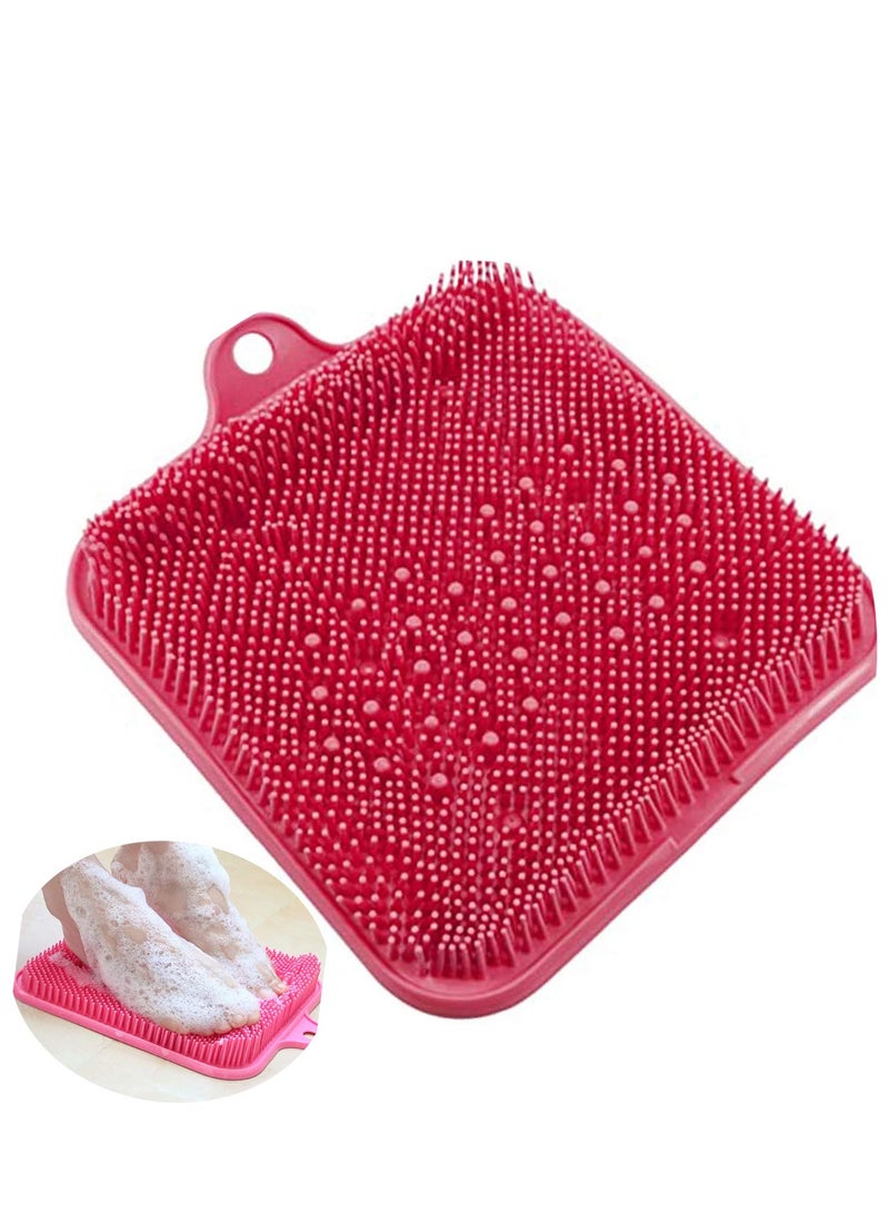 SYOSI Foot Cleaner Mat Scrubber Rub Shower Cup Acupressure Massager Pad Non-Slip Smooth Exfoliating Deep Clean Improve Circulation Exfoliation Relieve Tired Reduces Pain Soothes Achy Brush Pink - Image 1