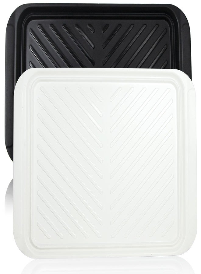 ECOIOU Extra Large Grilling Prep and Serve Trays, 17.3x13 inch BBQ Tray for Raw and Cooked Food, Melamine Serving Trays for Food, Set of 2, Black and White - Image 1