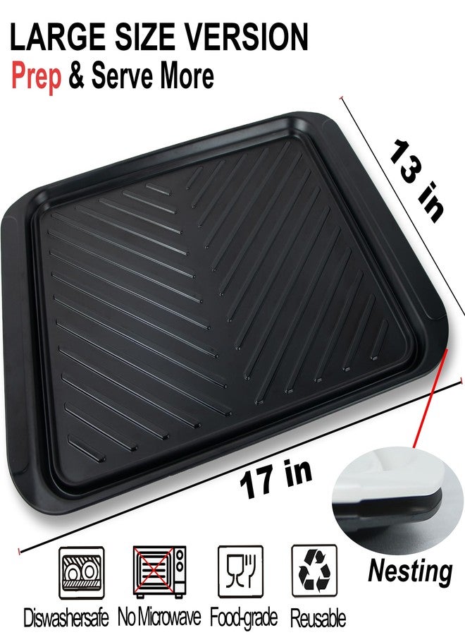 ECOIOU Extra Large Grilling Prep and Serve Trays, 17.3x13 inch BBQ Tray for Raw and Cooked Food, Melamine Serving Trays for Food, Set of 2, Black and White - Image 3