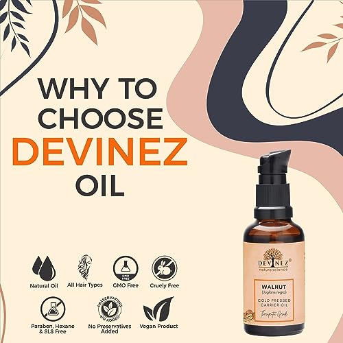 Devinez Kashmiri Walnut Cold-Pressed Oil - 15ml, (NABL & IFRA Certified) - 100% Pure Natural, Undiluted & Therapeutic Grade in Glass Bottle - for skin care, Fighting Wrinkles, Hair Care & Antioxidant - Image 2
