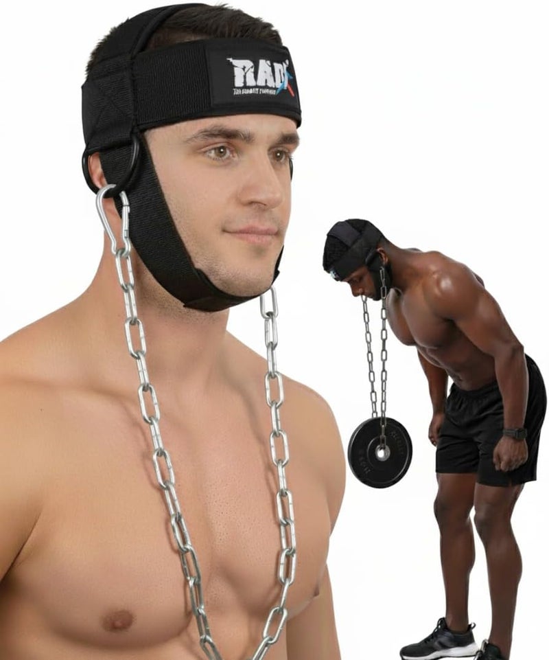 RAD Neck Harness for Neck Lifting and Weight Training | Neck Trainer with Neoprene Padding and Adjustable Chain | Improve Neck Strength and Reduce Pain - Image 1