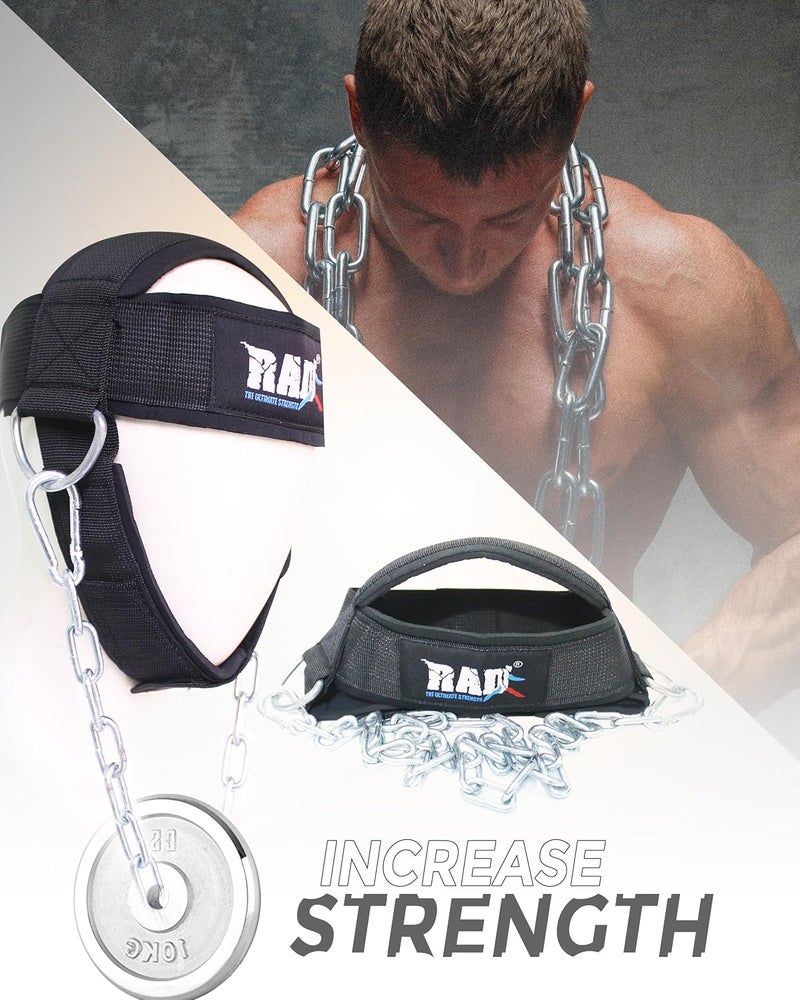 RAD Neck Harness for Neck Lifting and Weight Training | Neck Trainer with Neoprene Padding and Adjustable Chain | Improve Neck Strength and Reduce Pain - Image 3