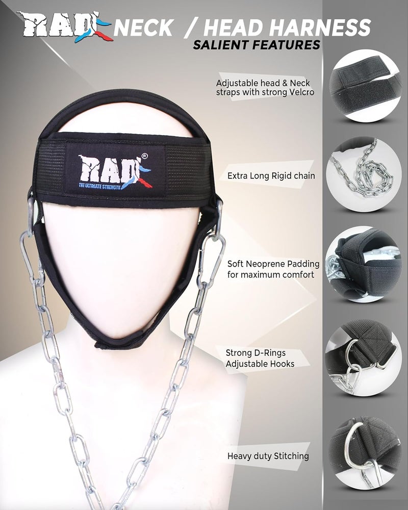 RAD Neck Harness for Neck Lifting and Weight Training | Neck Trainer with Neoprene Padding and Adjustable Chain | Improve Neck Strength and Reduce Pain - Image 2