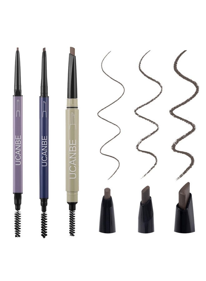 يوكانبي أقلام حواجب UCANBE، 3 قطع للنساء، تتضمن قلم حواجب، 3 أنواع من الأطراف - تُشكل، تُحدد، تُملأ، ثنائية الجوانب، مكياج حواجب يدوم طويلًا، بني - Image 1