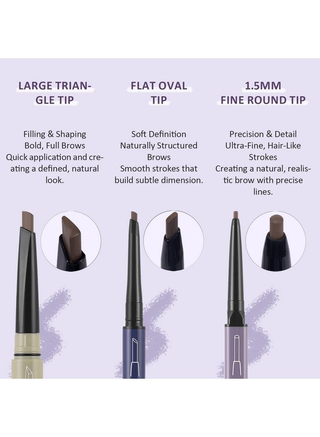 يوكانبي أقلام حواجب UCANBE، 3 قطع للنساء، تتضمن قلم حواجب، 3 أنواع من الأطراف - تُشكل، تُحدد، تُملأ، ثنائية الجوانب، مكياج حواجب يدوم طويلًا، بني - Image 4