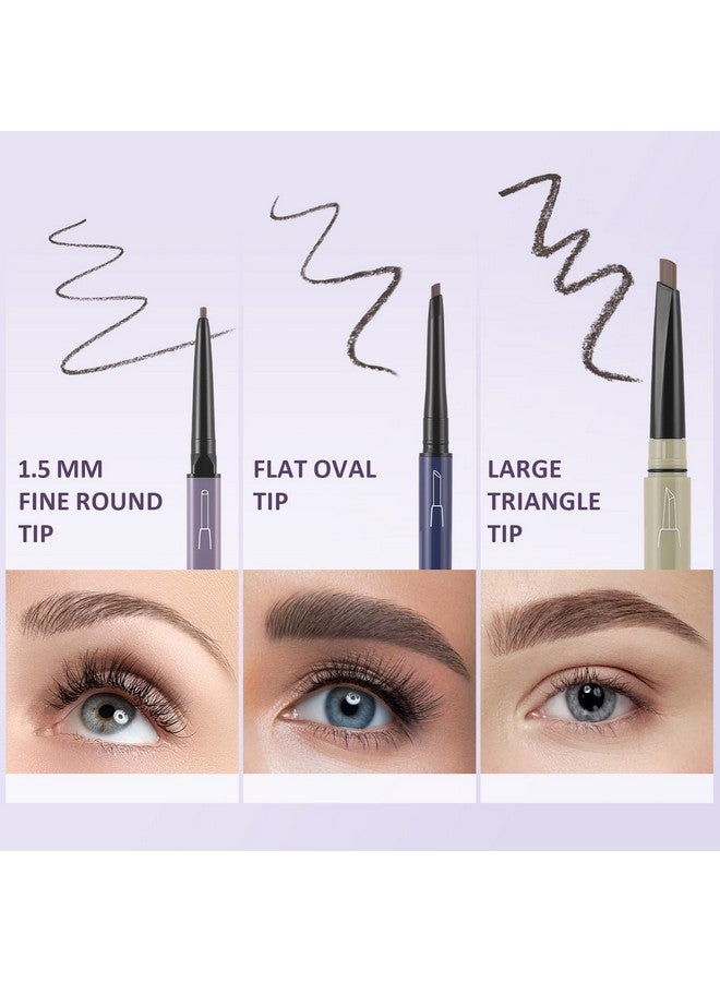 يوكانبي أقلام حواجب UCANBE، 3 قطع للنساء، تتضمن قلم حواجب، 3 أنواع من الأطراف - تُشكل، تُحدد، تُملأ، ثنائية الجوانب، مكياج حواجب يدوم طويلًا، بني - Image 3