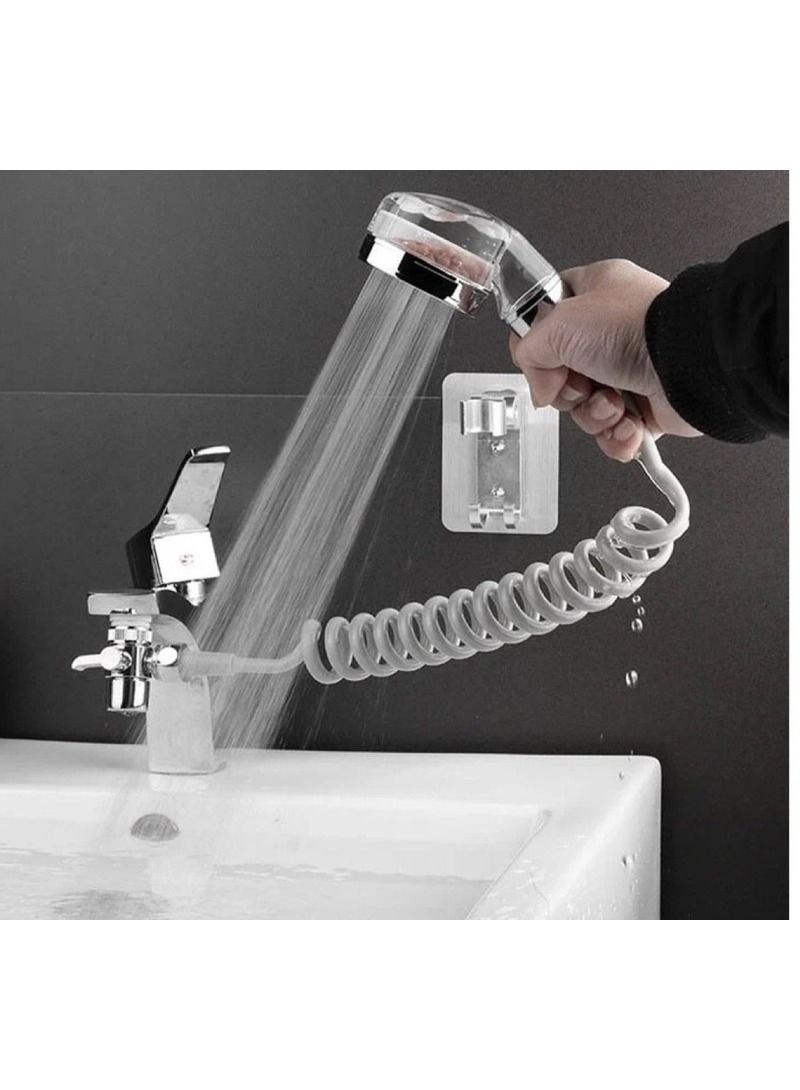 بروماس صنبور حوض المغسلة دش خارجي مجموعة مفتاح تحكم مزدوج حوض غسيل الحمام خرطوم خرطوم البخاخ غسل الشعر دش محمول - Image 3