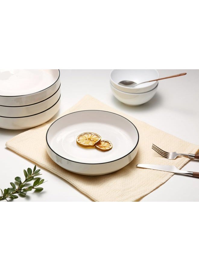 Kook Ceramic Large Pasta Bowls, Microwave and Dishwasher Safe, Great for Soups and Salads, Shallow Serving Bowls, Glossy Porcelain, 47 oz, Set of 4, French - Image 4