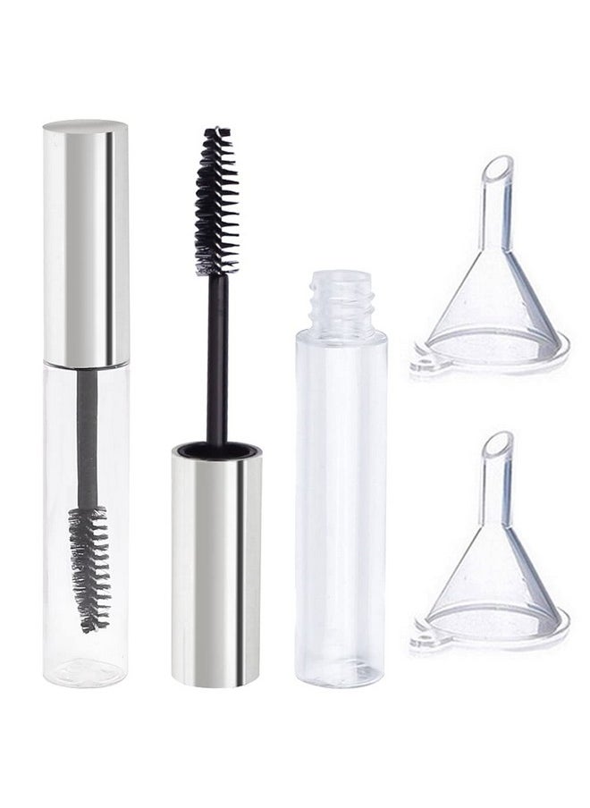 Pengxiaomei 2Pcs 10Ml Empty Mascara Tube With Eyelash Wand,Silver Eyelash Cream Container Bottle For Applying Castor Oil And Cosmetics Stocking Stuffers For Women  - Image 1