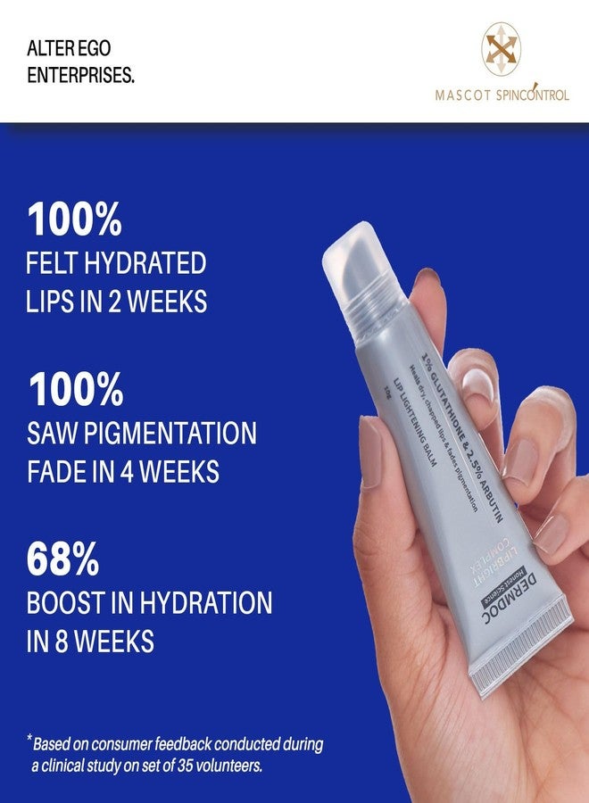DERMDOC LipBright Treatment with 1% Glutathione + 2.5% Arbutin Lip Balm, 10 gm | Brightens Lip | Reduces Pigmentation | For Dry & Chapped Lips | Lightweight | Non - sticky - Image 2