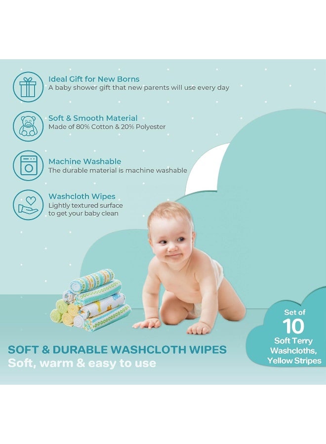 Spasilk مجموعة 10 قطع من مناشف تيري الناعمة - خطوط صفراء - Image 4