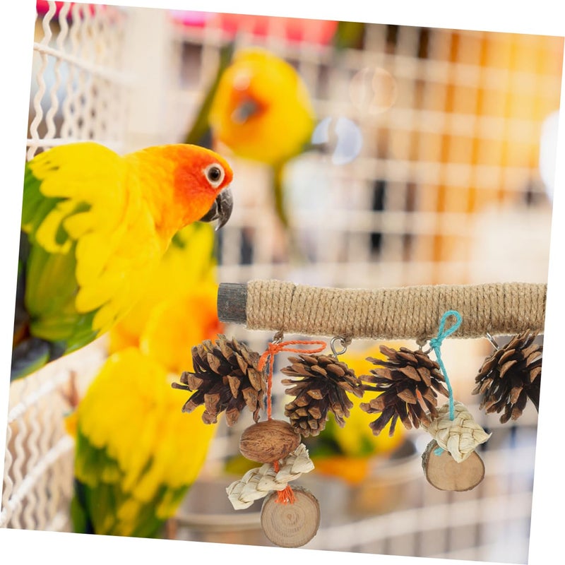 Natural Wooden Parrot Perch Stand Chew Toy Paw Grinding Branch for Parakeets Macaws Cockatiels - Image 5