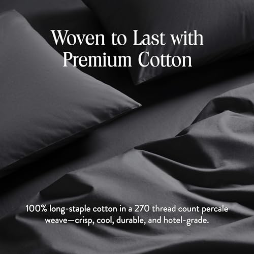 Brooklinen Luxury Percale Duvet Cover – 100% Cotton, Cool, Crisp, Extra-Long Corner Ties, Button Closure, Soft & Breathable – Machine Washable, Duvet Cover King/California King Bed Sizes (Slate) - Image 3
