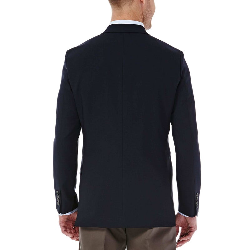 Haggar Men's Travel Stretch Tailored Fit 2-Button Side Vent Solid Blazer, Midnight, 44 Regular - Image 2