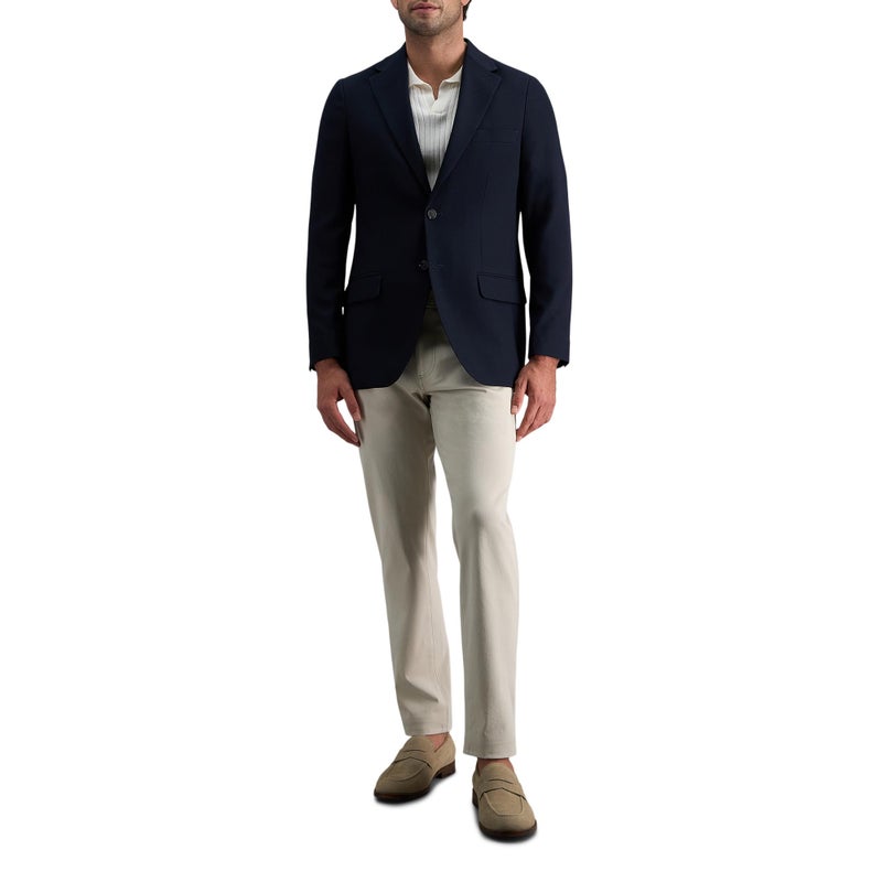 Haggar Men's Travel Stretch Tailored Fit 2-Button Side Vent Solid Blazer, Midnight, 44 Regular - Image 3