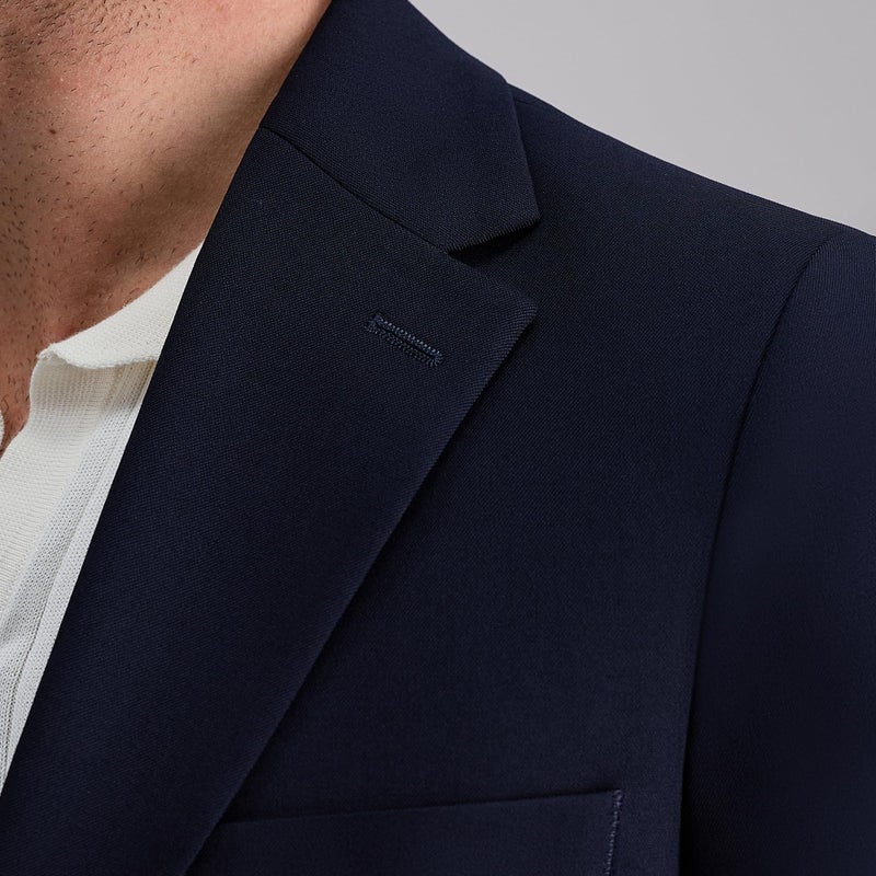Haggar Men's Travel Stretch Tailored Fit 2-Button Side Vent Solid Blazer, Midnight, 44 Regular - Image 4