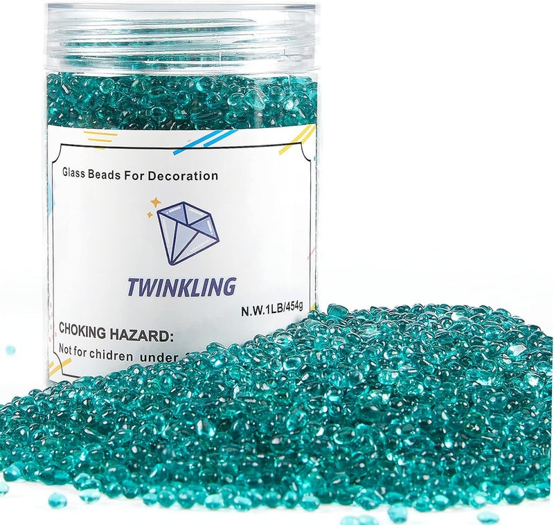 TWINKLING حجارة زجاج نار مستديرة عالية اللمعان TWINKLING، كرات زجاجية، حصى زجاجي، خرز زجاجي أحجار كريمة لموقد النار حشوات المزهرية حرف زينة حوض السمك والحديقة، 3-6 مم، برطمان 1 رطل (فيروزي) - Image 5