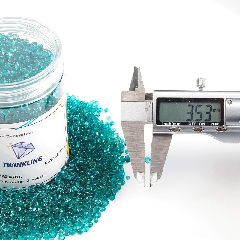 TWINKLING حجارة زجاج نار مستديرة عالية اللمعان TWINKLING، كرات زجاجية، حصى زجاجي، خرز زجاجي أحجار كريمة لموقد النار حشوات المزهرية حرف زينة حوض السمك والحديقة، 3-6 مم، برطمان 1 رطل (فيروزي) - Image 2