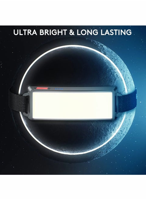 LED Head Torch Rechargeable COB Head Torch Super Bright Headlamps 500Lumen Lightweight Headlight 3 Lighting Modes Work Light USB Adjustable Head Torch