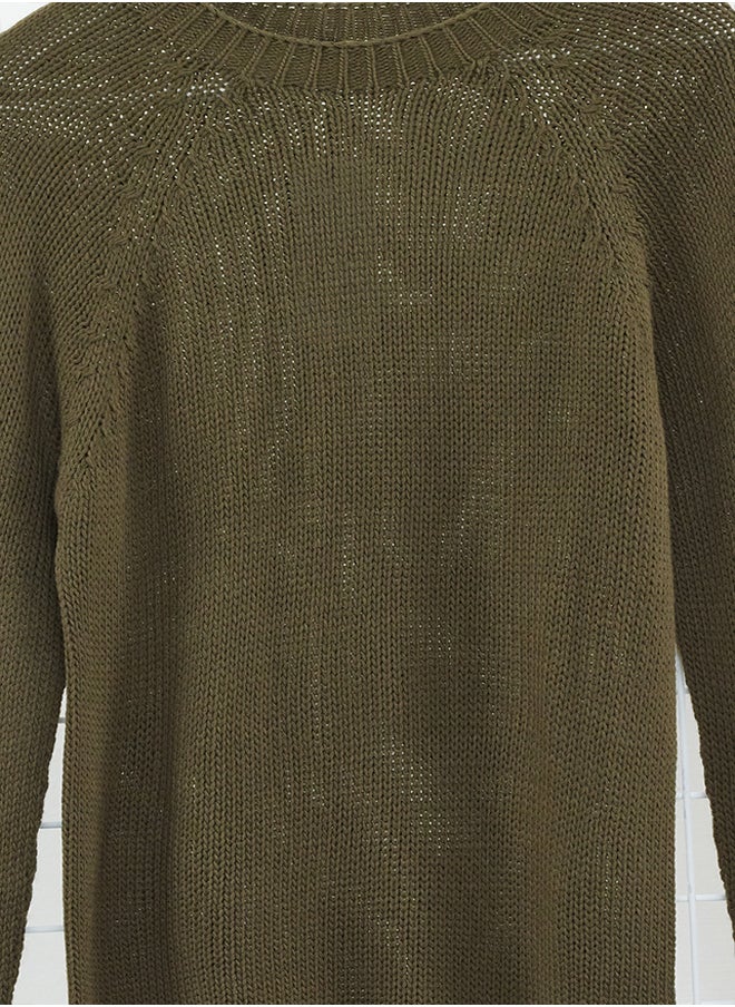 Khaki Slim Fit Crew Neck Raglan Sleeve Basic Knitwear Sweater - pzsku/Z9801BEE203BDB039CA1CZ/45/_/1730941063/51efc2aa-c297-4a77-b407-436879e3ee7b