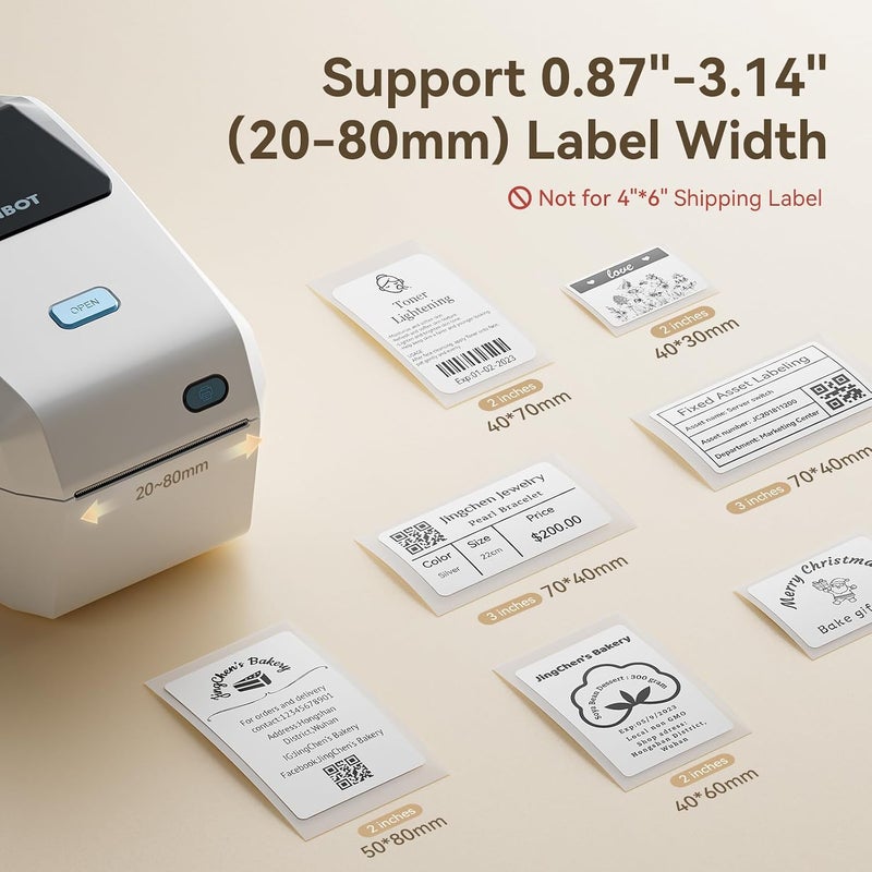 K3 Label Printer, 3 Inch Label Maker with High-Speed, Bluetooth and USB Connection, Support Smartphone & PC, Thermal Label Maker for Small Business and Home Office, White - Image 3