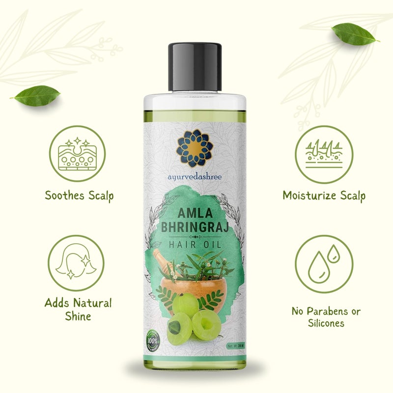 AYURVEDASHREE Hair Oil, 200 ml with Amla , Bhringraj , Brahmi , Methi , Shikakai , Neem , Henna , Pine , Clove , Eucalyptus & Citronella Oil - Image 3