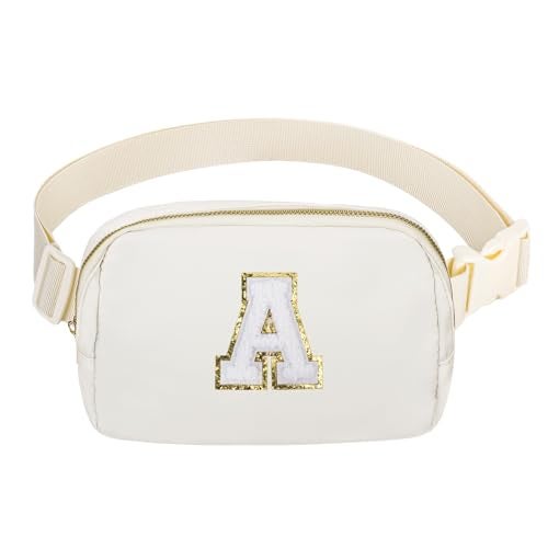 VOROLO Birthday Gifts Christmas Personalized Gift for 4 5 6 7 8 9 10 11 12 13 14 Year old Girls Teen Sister Kid Initial Letter Fanny Pack Trendy Stuff Crossbody Bag White Letter A - Image 1