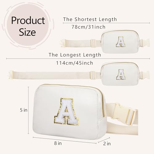 VOROLO Birthday Gifts Christmas Personalized Gift for 4 5 6 7 8 9 10 11 12 13 14 Year old Girls Teen Sister Kid Initial Letter Fanny Pack Trendy Stuff Crossbody Bag White Letter A - Image 5