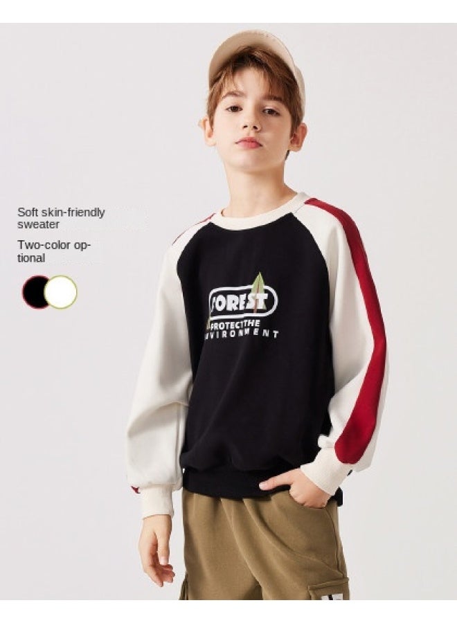 Badibadi Children's Hoodie, Spring And Autumn, Large Kids' Color Block Raglan Sleeve Patchwork Hoodie, Fashionable - Image 1