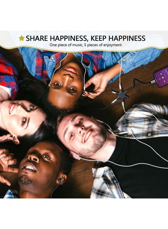 Saisn USB C to 3.5mm Audio Jack Aadpter Type-C to 3.5mm Multi Headphone Adaptador 5 Way 5-in-1 Aux TRS Audio Sharing Splitter Cable Compatible for Samsung Galaxy S22/S21/S20, MacBook Air/Pro - Image 5