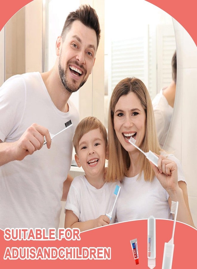 JOUGE مجموعة فرش أسنان للسفر من JOUGE، فرش أسنان ناعمة قابلة للطي محمولة مع مجموعة معجون أسنان صغيرة للتخييم والرحلات والتنزه ورحلات العمل (5 قطع) - Image 3