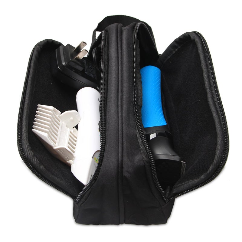 Damero Travel Organizer, Men Grooming Storage Bag with Two Compartments for Electronic Shaver, Hair Clipper, Beard Trimmer and Attachment, Roomy, Lightweight and Portable, Black - Image 2