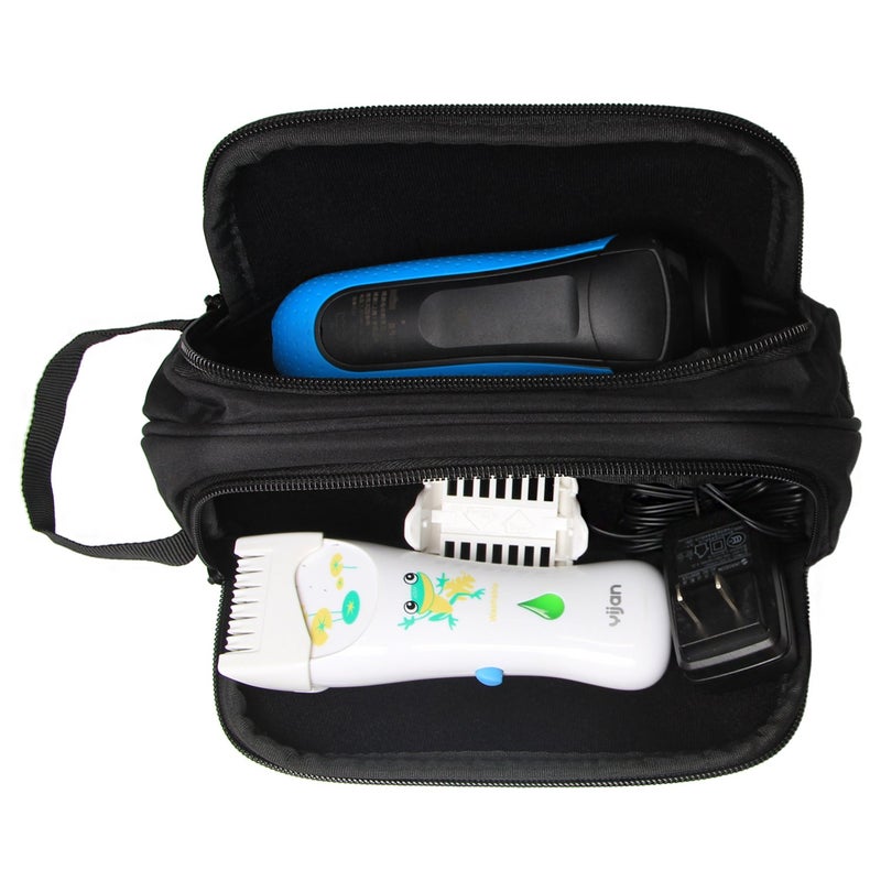 Damero Travel Organizer, Men Grooming Storage Bag with Two Compartments for Electronic Shaver, Hair Clipper, Beard Trimmer and Attachment, Roomy, Lightweight and Portable, Black - Image 4