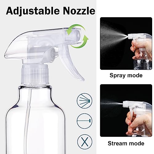 Hethyo Plastic Spray Bottles Empty Spray Bottle 16.9oz/500ml 2 Pack Heavy Duty Spraying Bottles Mist/Stream Water Bottle for Cleaning Solutions, Essential Oils, Hair (Clear) - Image 3