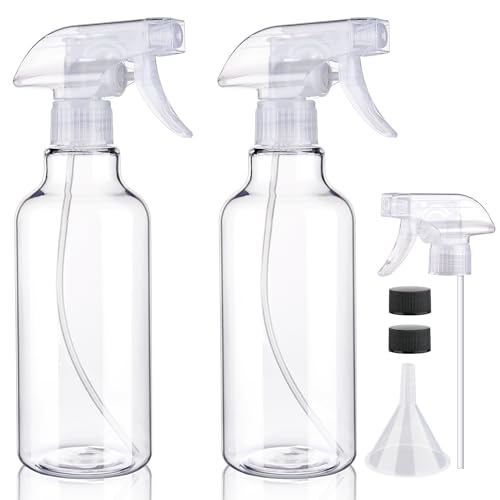 Hethyo Plastic Spray Bottles Empty Spray Bottle 16.9oz/500ml 2 Pack Heavy Duty Spraying Bottles Mist/Stream Water Bottle for Cleaning Solutions, Essential Oils, Hair (Clear) - Image 1