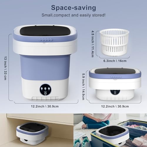 Astarama Portable Washing Machine, 12L Upgraded Mini Washing Machine With Spin Basket, Foldable Washer Cleaning for Underwear, Baby Clothes Socks and Small Items, Small Washer for Apartments, Dorm,RV (Purple) - Image 2