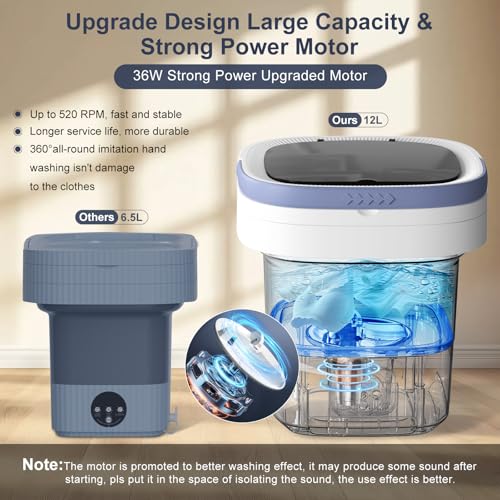 Astarama Portable Washing Machine, 12L Upgraded Mini Washing Machine With Spin Basket, Foldable Washer Cleaning for Underwear, Baby Clothes Socks and Small Items, Small Washer for Apartments, Dorm,RV (Purple) - Image 5